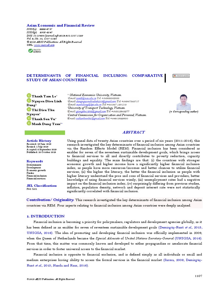 Determinants of Financial Inclusion in Asia | PDF | Financial Inclusion ...