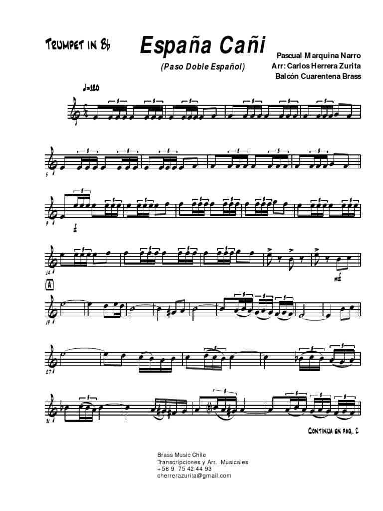 Espana Cani Trumpet In Bb Folklore Espagnol Musique Folk