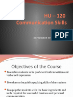 HU - 120 Communication Skills: Lecture # 1 Introduction To The Course