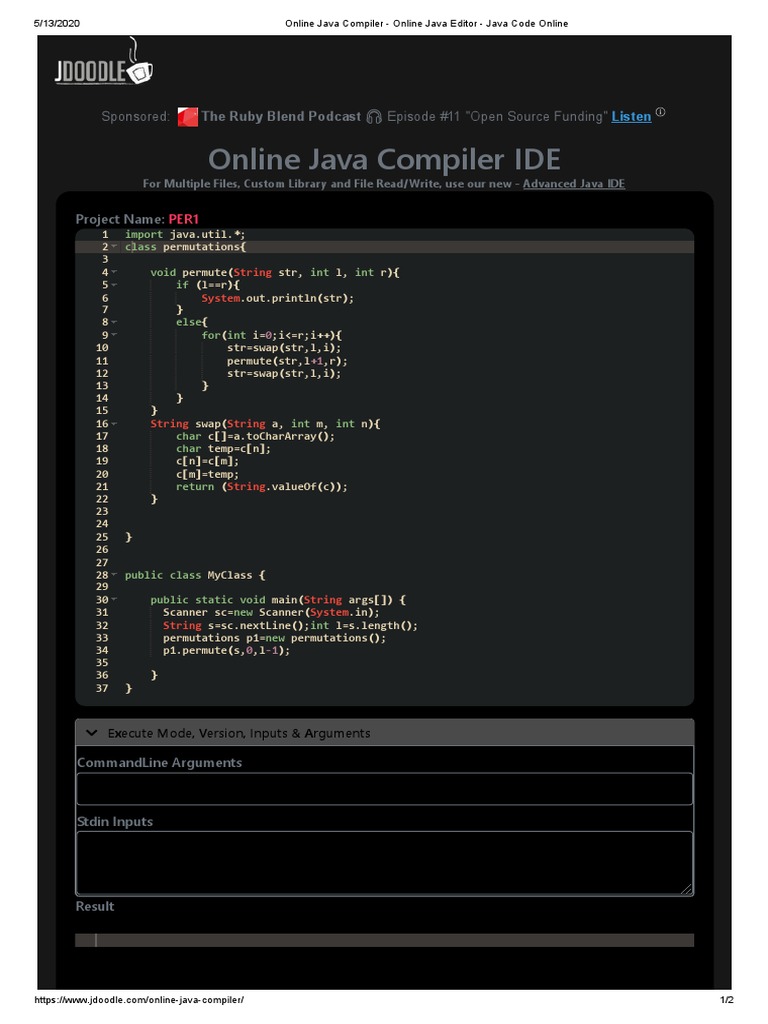 Online Java Compiler Jdoodle