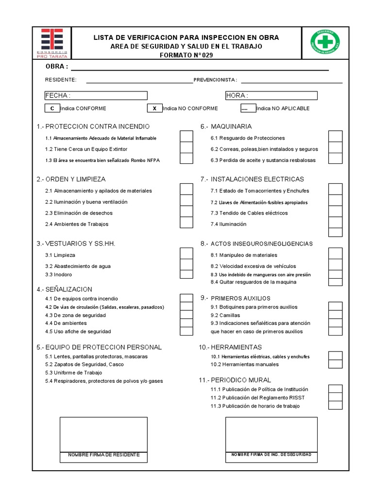 Anexo 9.11.9 - Formato de Inspección General de Obra | PDF | Gestión de ...