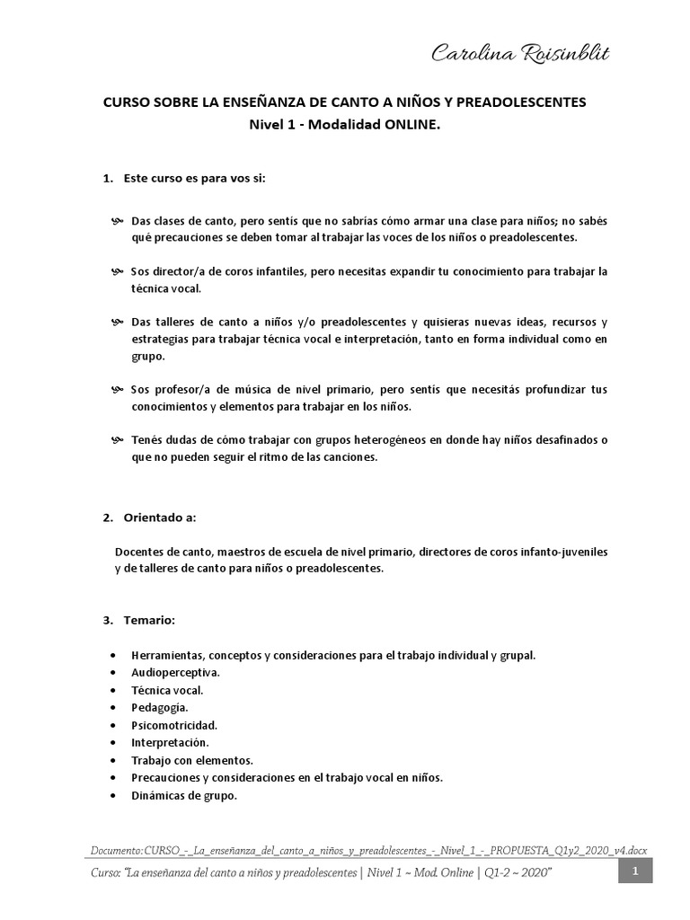 Curso Online de Canto para Niños | PDF | Artes del Lenguaje y Comunicación