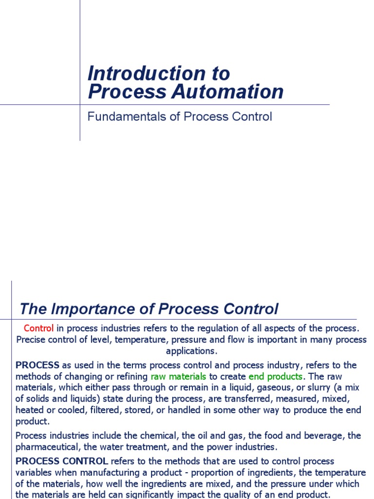 Introduction To Process Automation - Process Control | PDF | Control ...