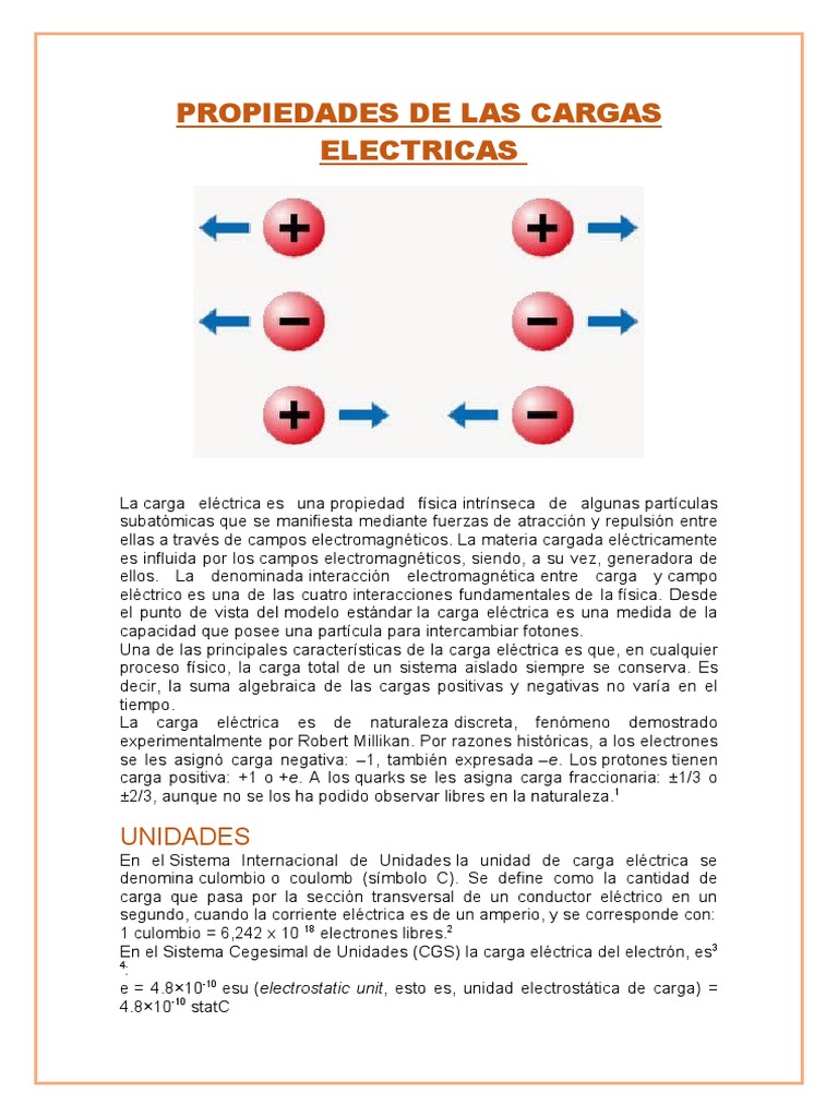 Propiedades de Las Cargas Electricas PDF Carga eléctrica Física