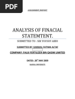 Analysis of Finacial Statemtent.: Submitted To: Sir Yousuf Abdi