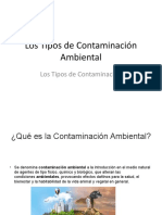 Diapositiva de Ciencias Naturales sobre los tipos de contaminación ambiental.
