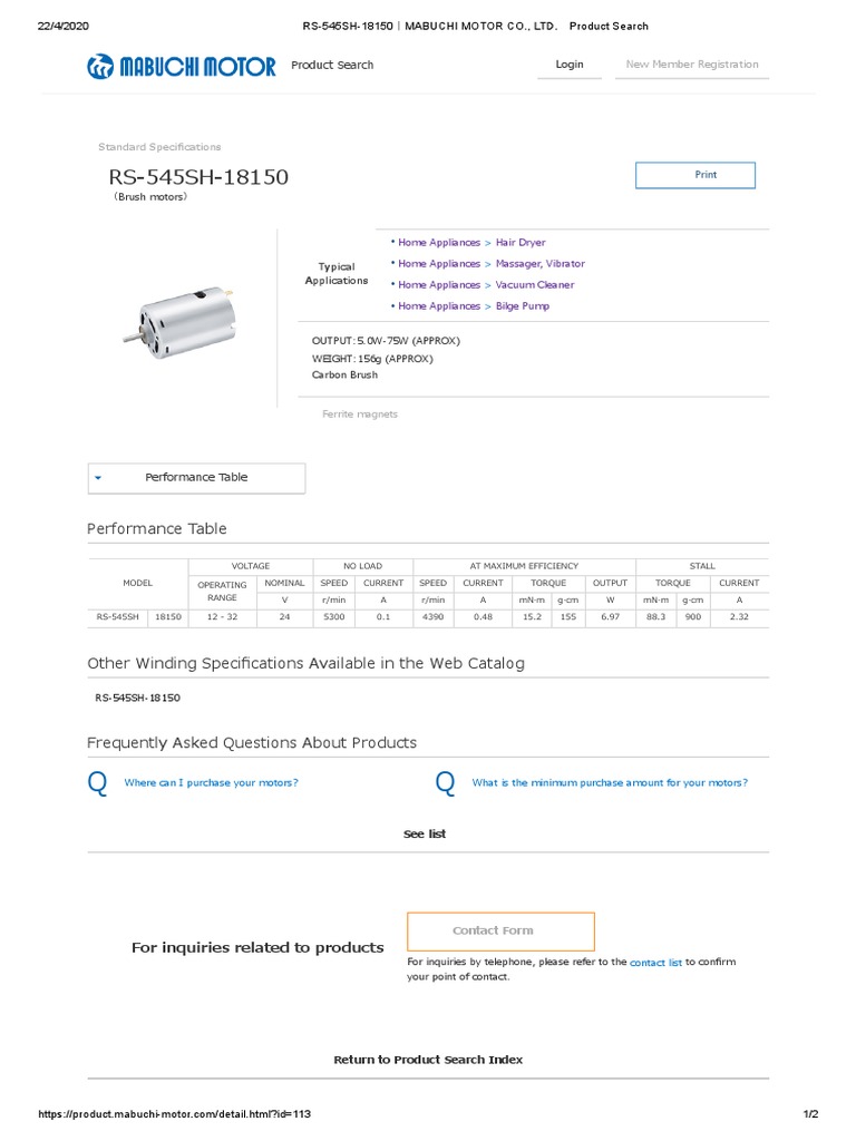 thumbnail image 2 of Mabuchi RS-545SH-22100 12V-24V DC Motor - 8500RPM, 36mm Carbon Brush, Spindle Motor For DIY Projects 2 of 3