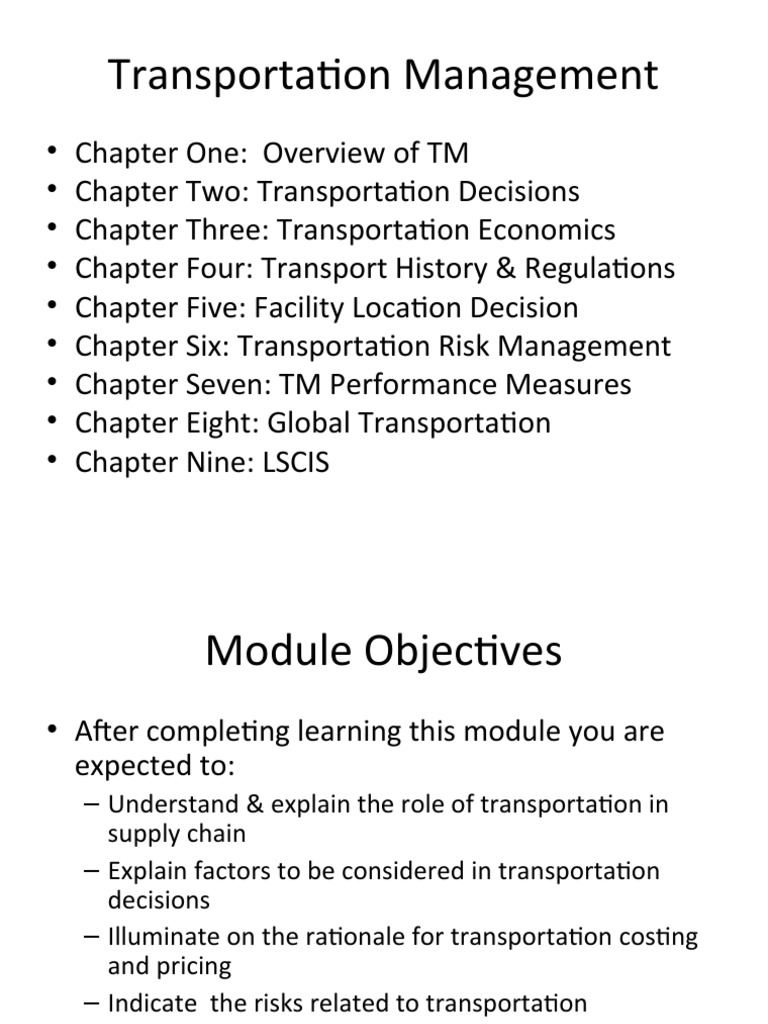 Transportation Management Overview | PDF | Cargo | Transport