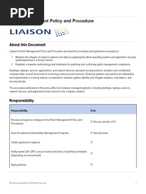 Patch Management Policy and Procedure