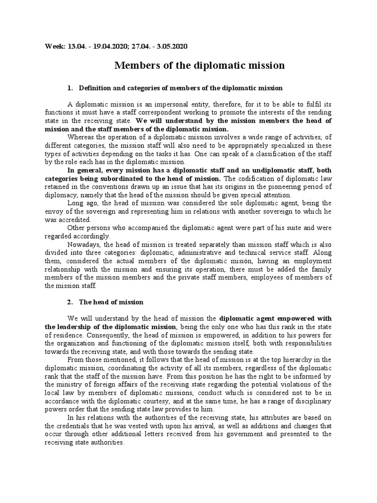 Members of The Diplomatic Mission | PDF | Diplomatic Rank | Ambassador
