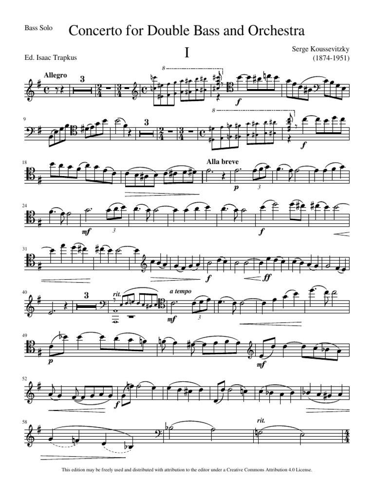 Concerto For Double Bass and Orchestra I: Allegro | PDF