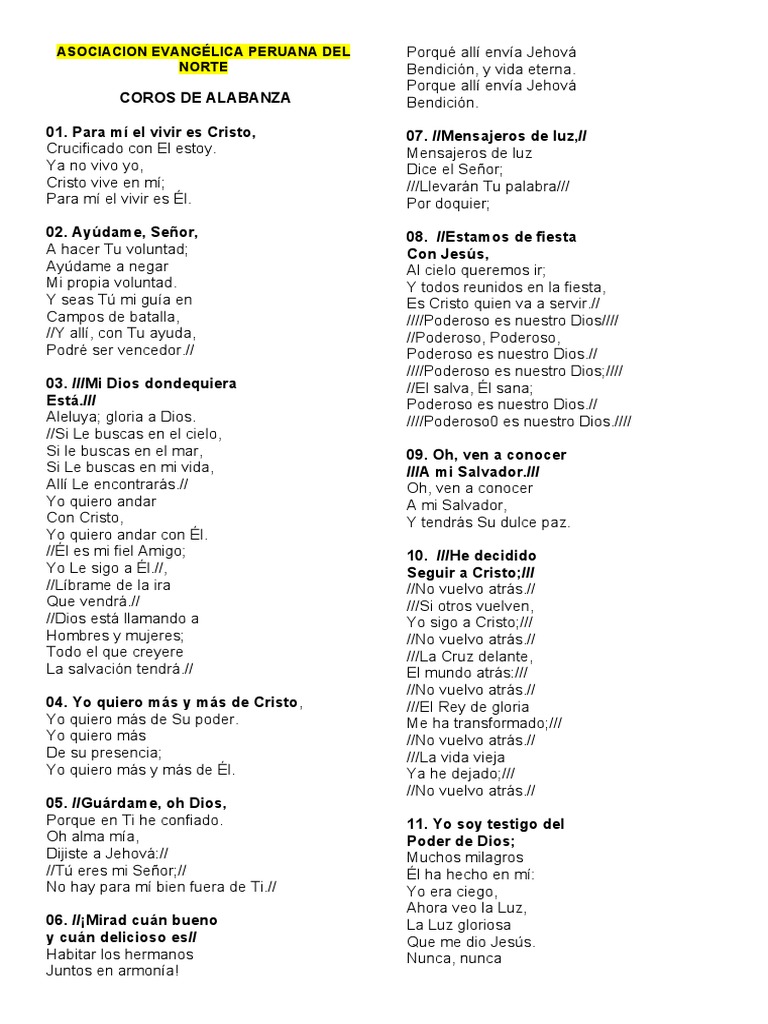 1 Coros De Alabanza Pdf Cristo Título Oración