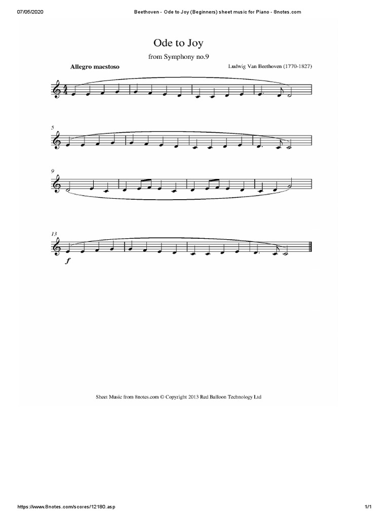 Beethoven - Ode To Joy PDF | PDF