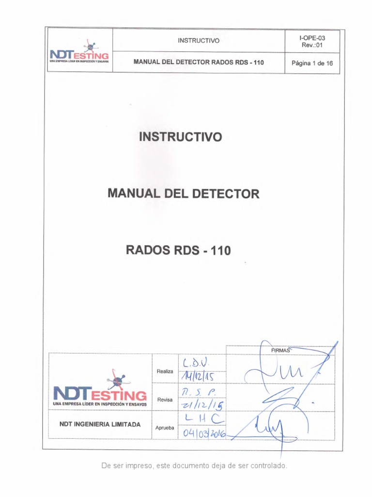 Manual de Uso del Detector RADOS RDS-110 | PDF | Radiación ionizante ...