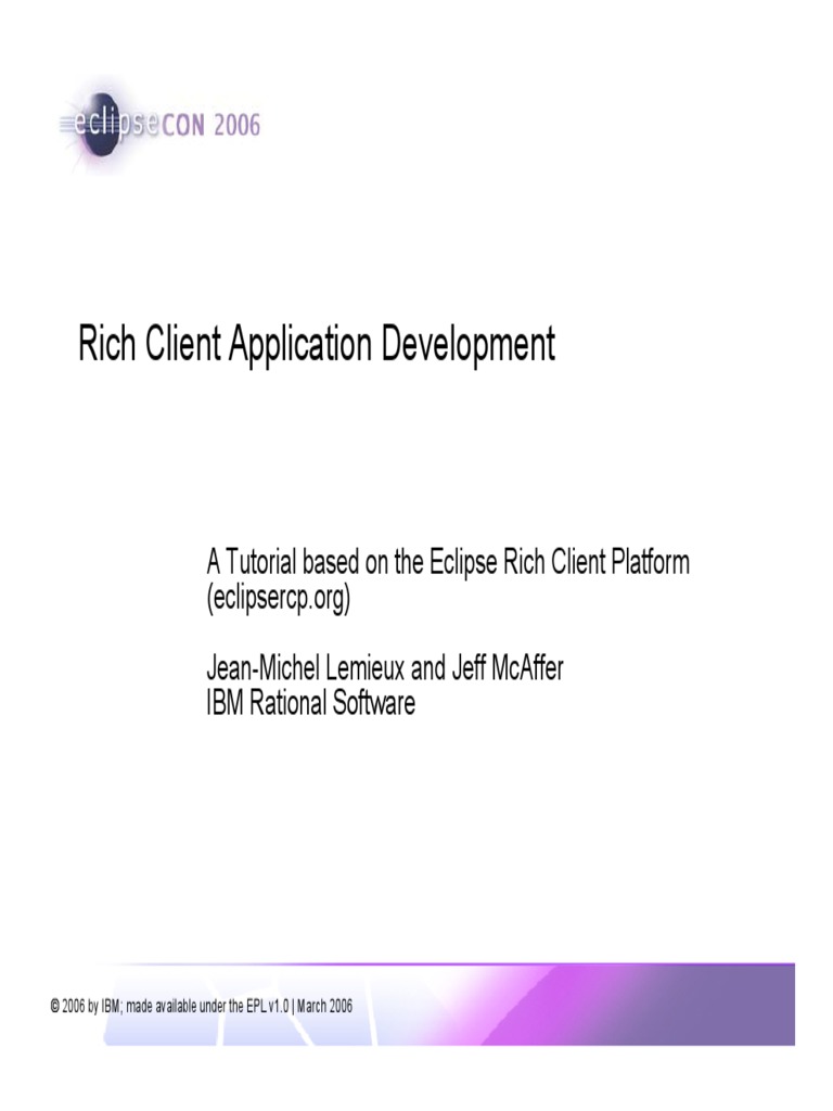 EclipseCon RCP Tutorial 2006 | PDF | Eclipse (Software) | Software ...