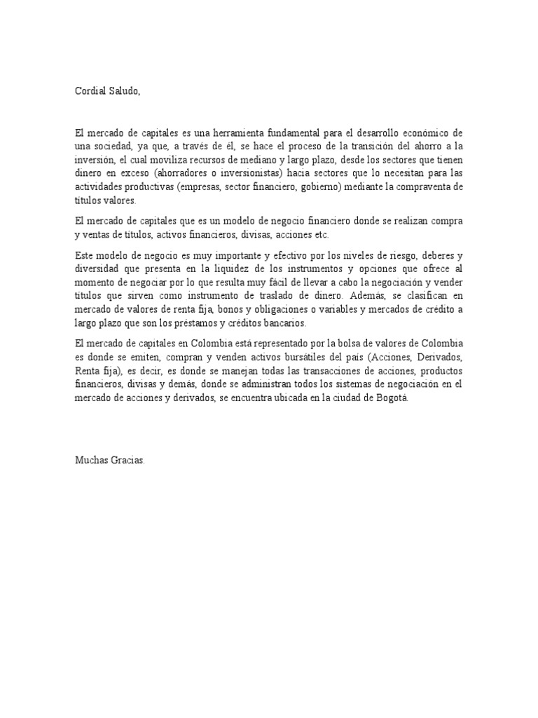 Importancia del Mercado de Capitales en Colombia | PDF