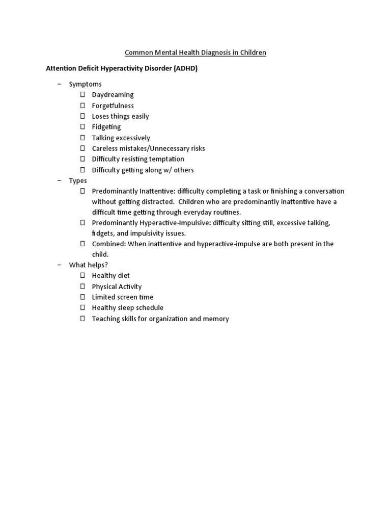Common Mental Health Diagnosis | PDF | Posttraumatic Stress Disorder ...