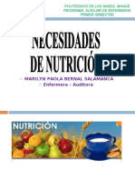 Necesidades de Nutriciòn