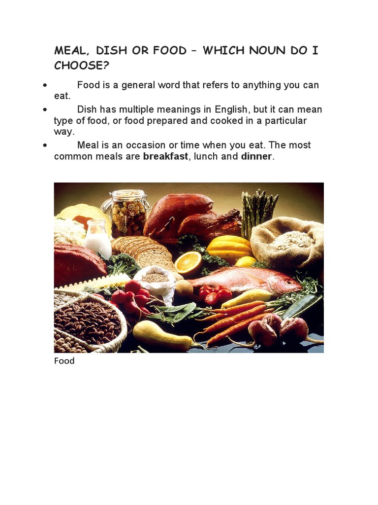 Meal, Dish or Food Which Noun Do I Choose? PDF