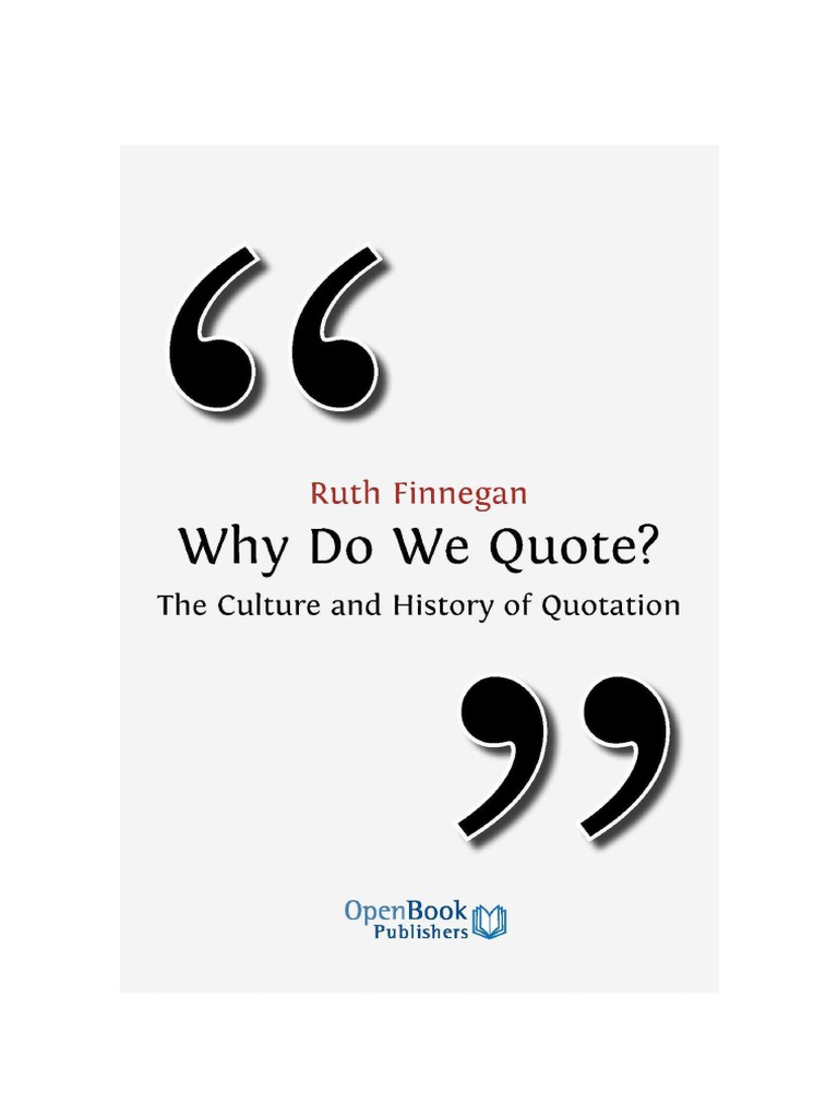 Why Do We Quote - FINNEGAN, Ruth. | PDF | King James Version