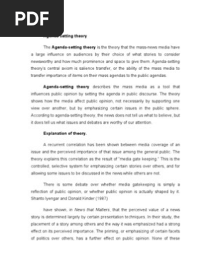 Agenda Setting Theory