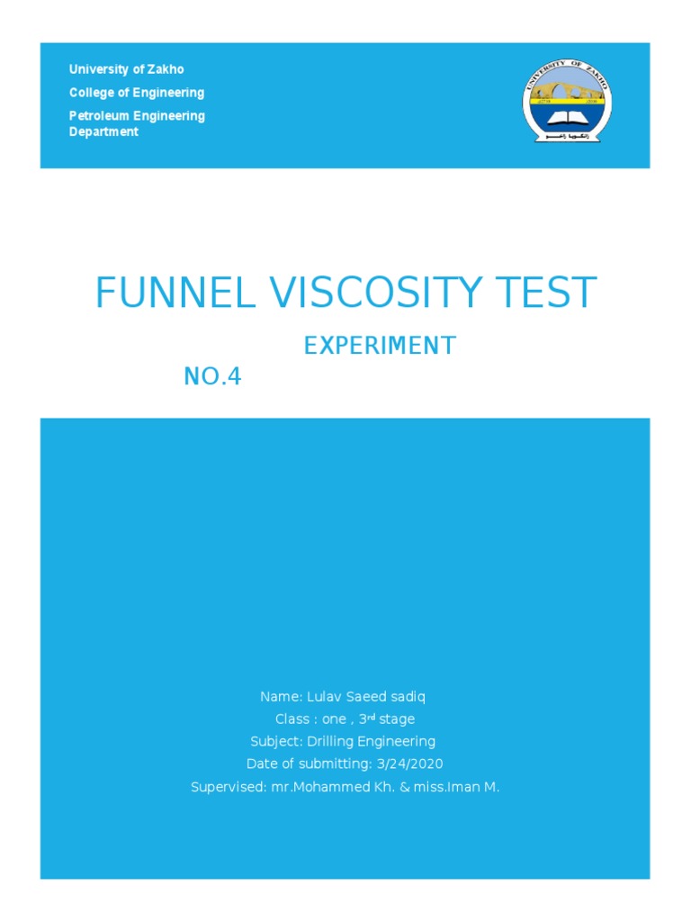 Funnel Viscosity Lab.2 | PDF | Viscosity | Applied And ...