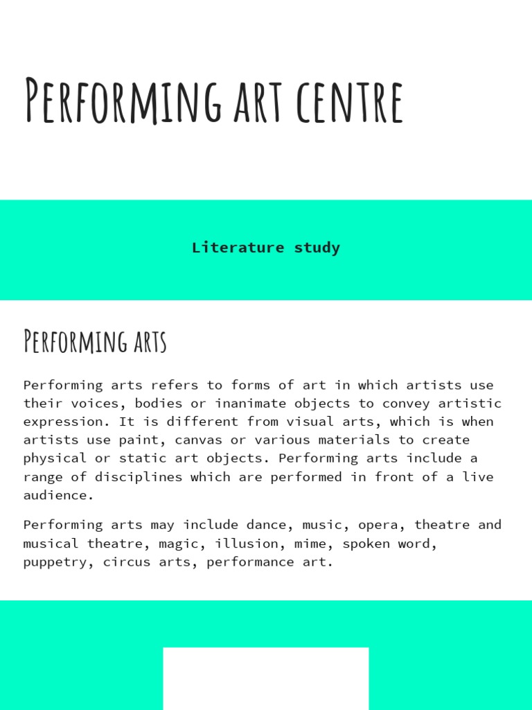 Performing Art Centre Literature Study | PDF | The Arts | Performing Arts