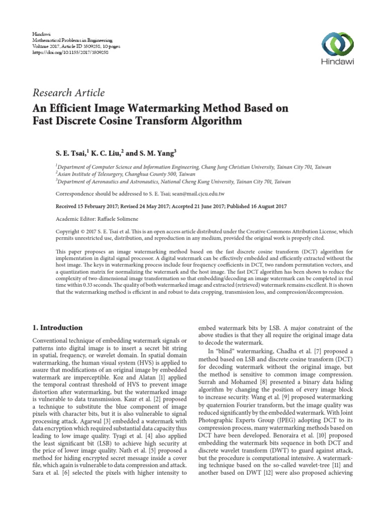 An Efficient Image Watermarking Method Based On Fa | PDF | Data ...