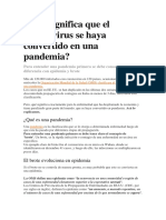 Qué significa que el coronavirus se haya convertido en una pandemia.  PROYECTO DE INVESTIGACION