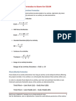 Formulas To Know For EXAM: Activity & Project Duration Formulas