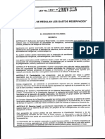 Ley 1097 Del 2 de Noviembre de 2006. Ley de Gastos Reservados