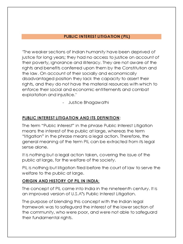 Understanding Public Interest Litigation | PDF | Public Law | Government