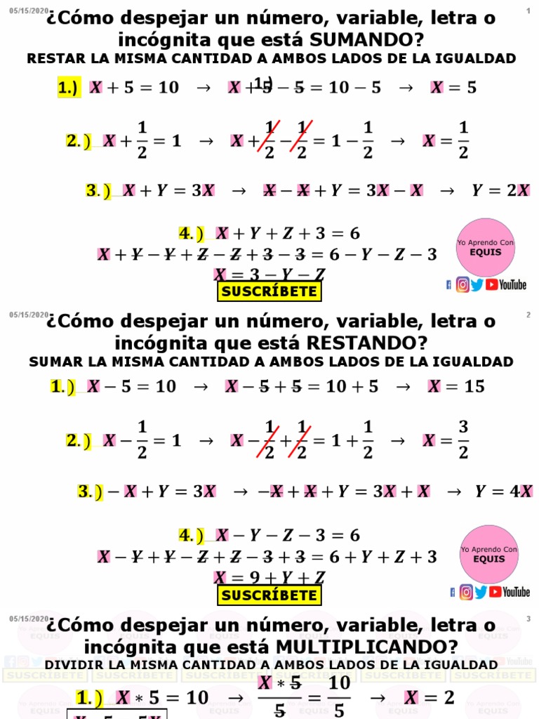 Cómo despejar variables.pptx PDF Álgebra Matemática Elemental