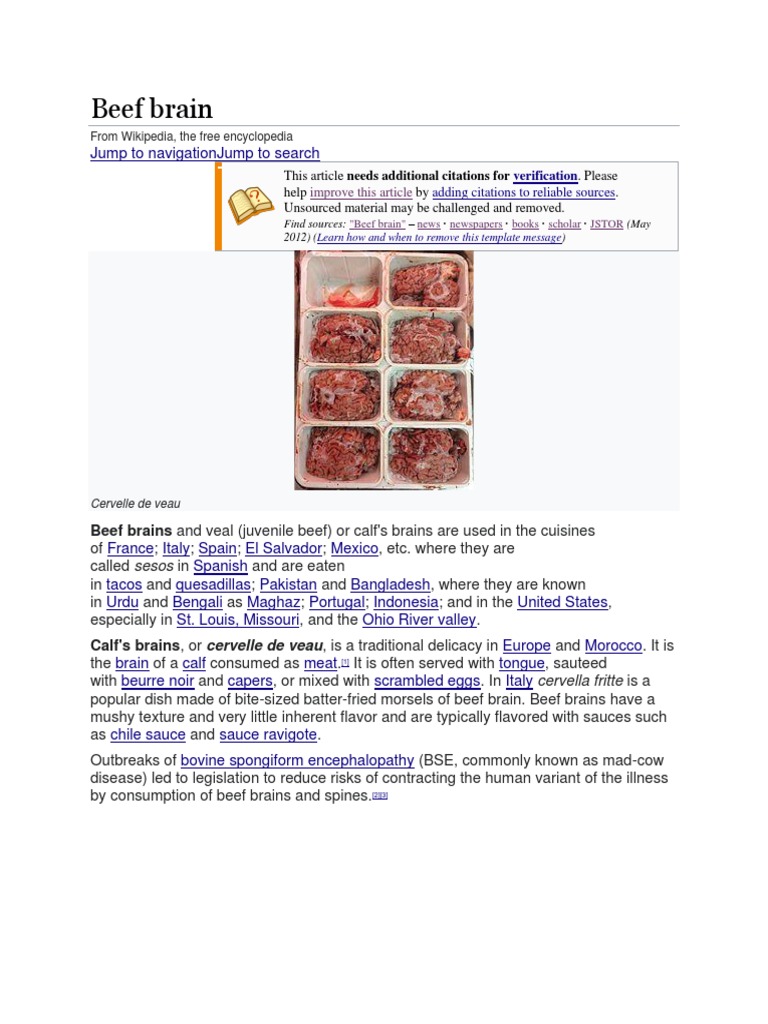 Beef Brain From Wikipedia, The Free Encyclopedia PDF
