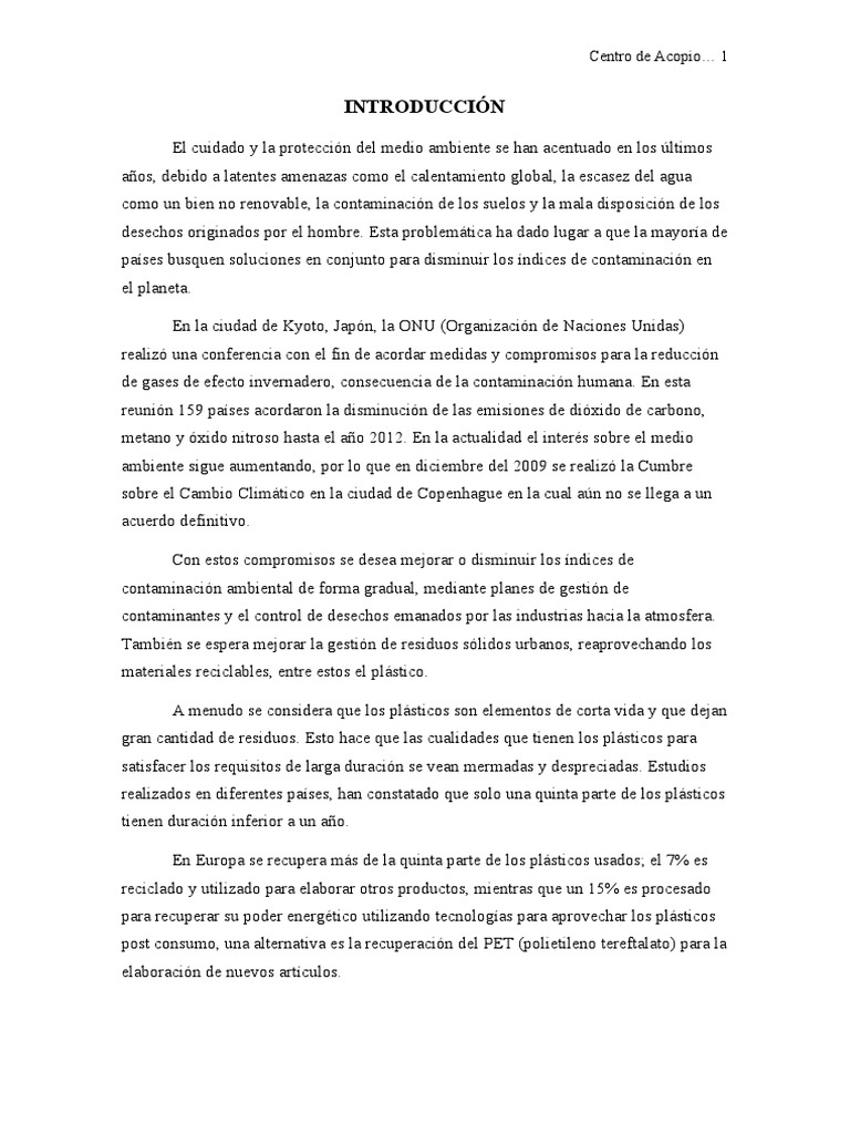 Planta de Reciclaje de Botellas PET | PDF | El plastico | Residuos