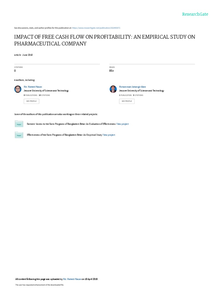 Free Cash Flow Impact on Pharma Profitability | PDF | Free Cash Flow ...