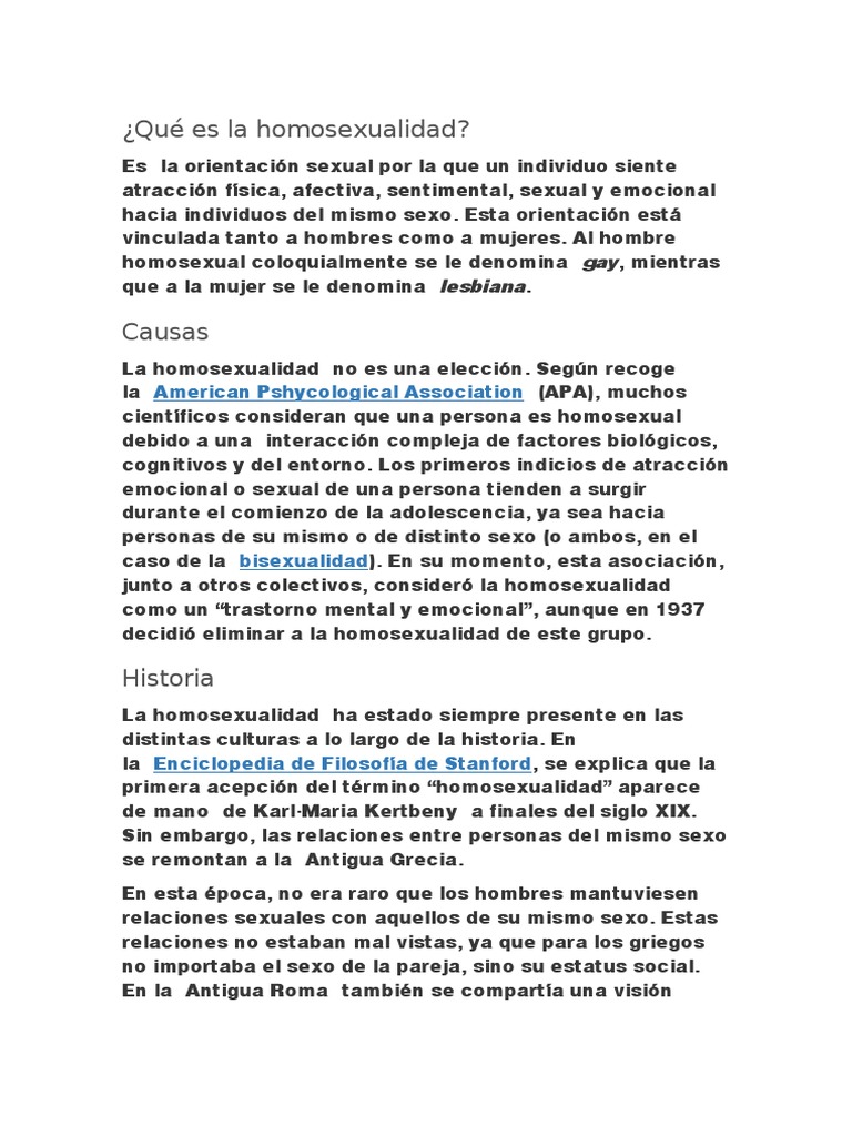 Qué es la homosexualidad | PDF | Homosexualidad | Orientación sexual