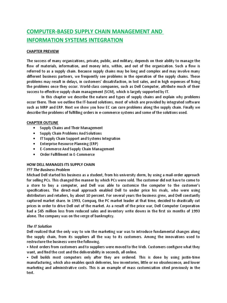 Supply Chain Management and IT Solutions | PDF | Supply Chain ...