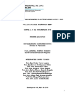 Evaluacion Plan de de Desarrollo 2012-2015. Corte 31 de Dic. de 2015