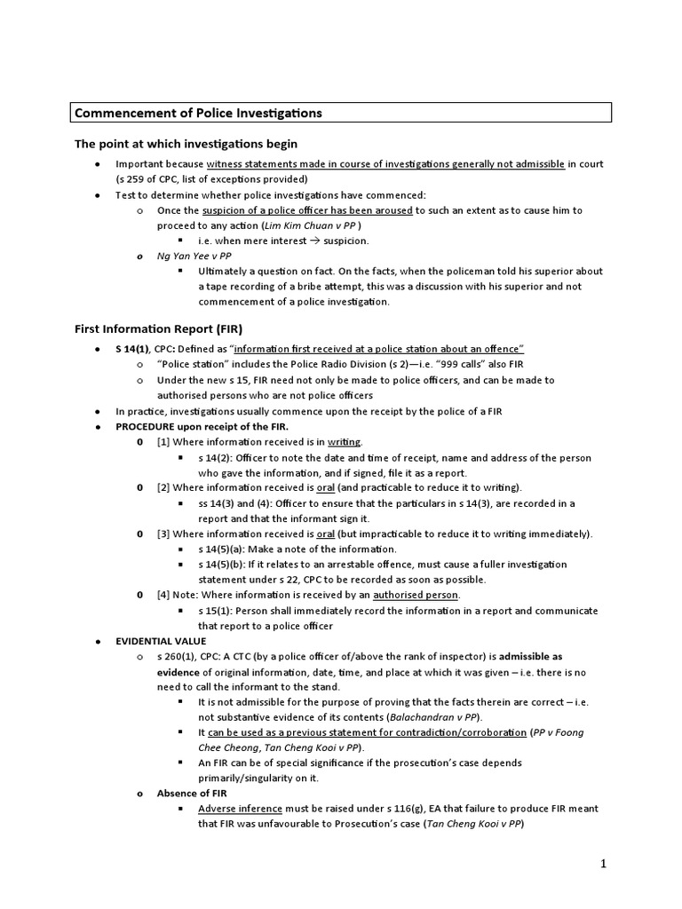 Police Investigation Procedures Overview | PDF | Search Warrant | Arrest