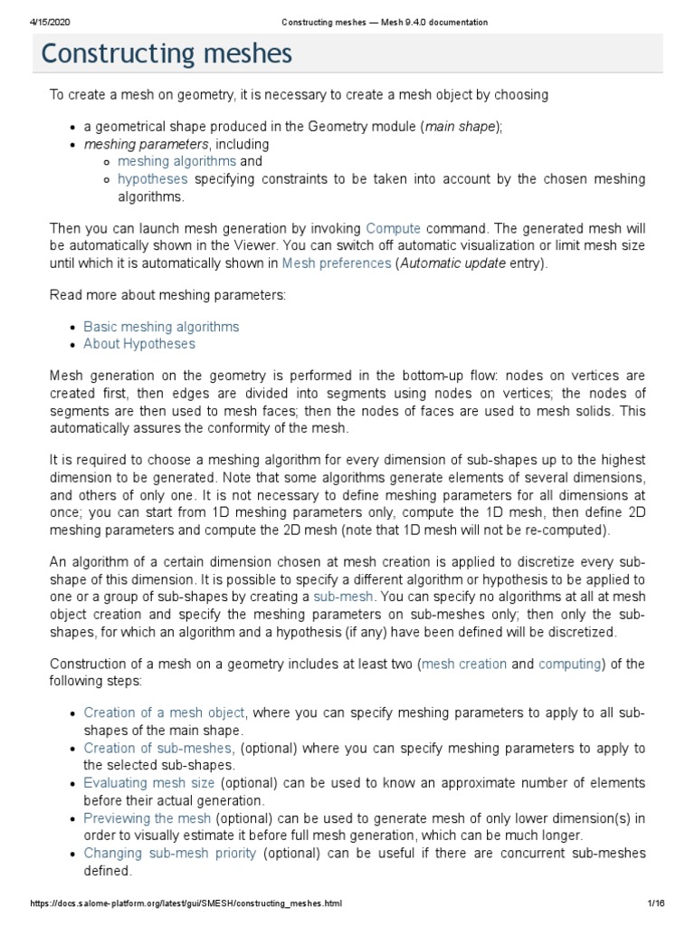 02.constructing Meshes - Mesh 9.4.0 Documentation | PDF | Geometry ...