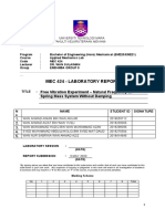 Mec 424 - Laboratory Report: Free Vibration Experiment - Natural Frequency of Spring Mass System Without Damping