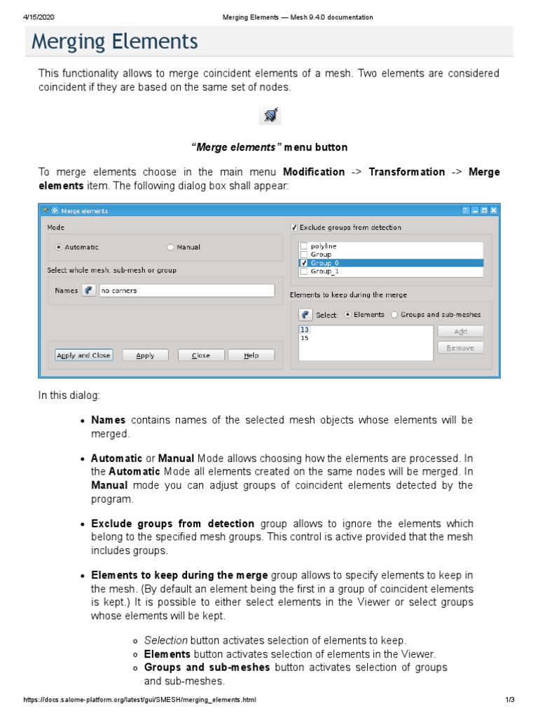 36.merging Elements - Mesh 9.4.0 Documentation | PDF | Computing | Software