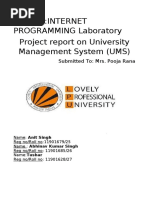 Cse326:Internet PROGRAMMING Laboratory Project Report On University Management System (UMS)