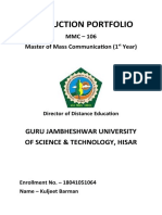 Production Portfolio: Guru Jambheshwar University of Science & Technology, Hisar