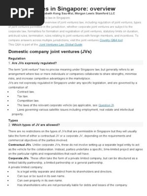Joint Ventures In Singapore Pdf Partnership Joint Venture
