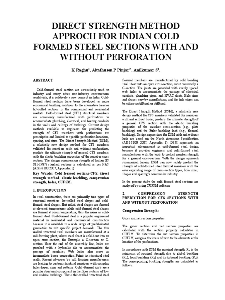 1.direct Strength Method Approch For Cold Formed Steel Sections With ...