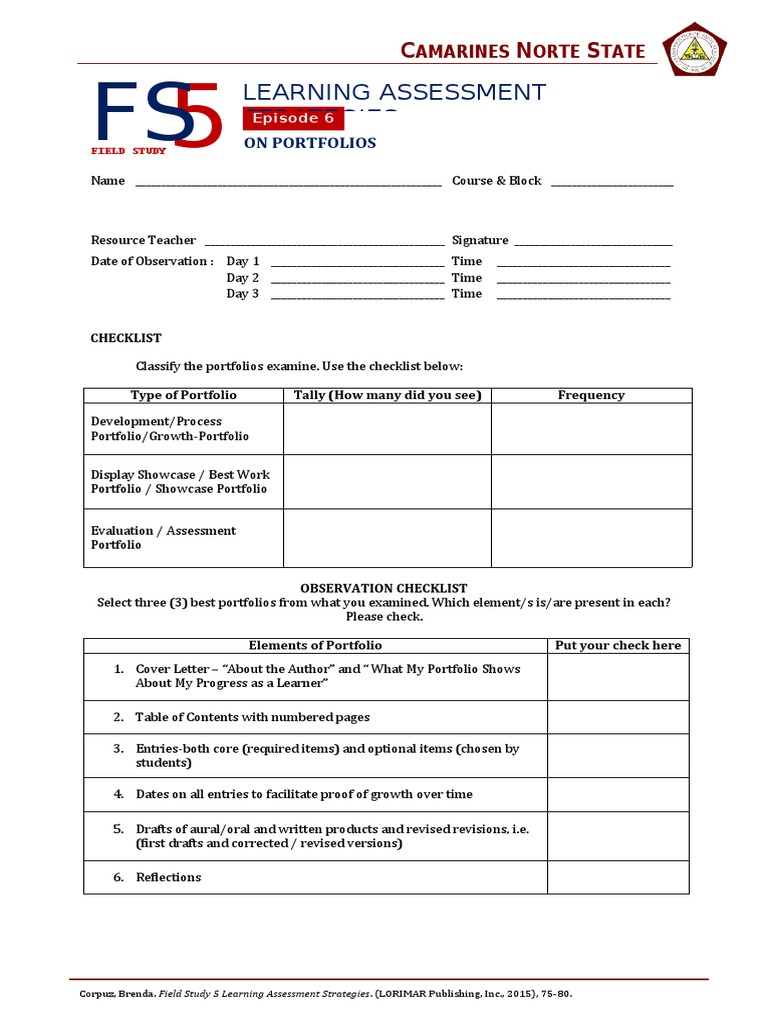 Portfolio Assessment Strategies Guide | PDF | Educational Psychology ...