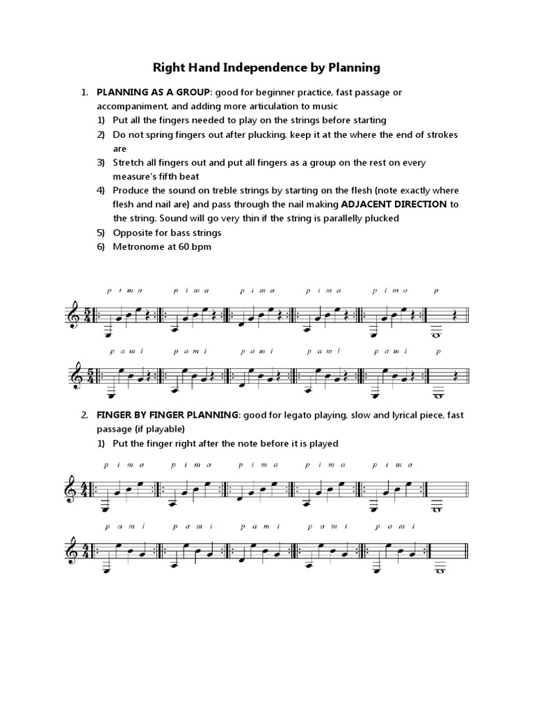 Right Hand Independence by Planning | PDF