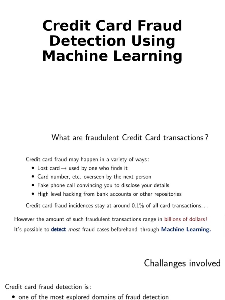 Credit Card Fraud Detection Using Machine Learning | PDF